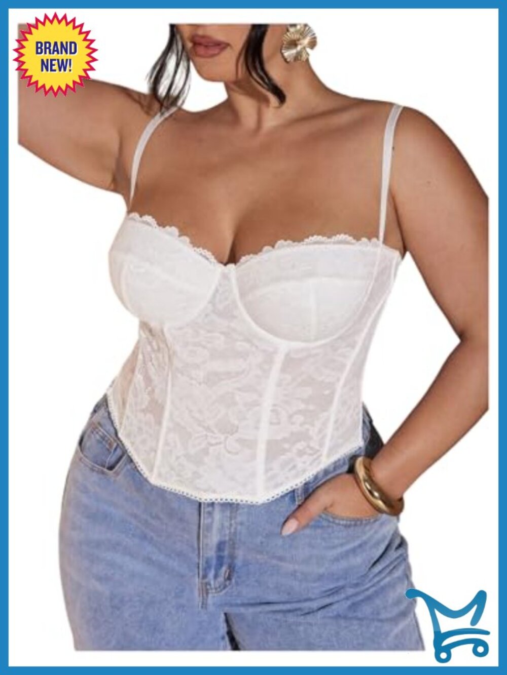 Plus Size Floral Lace Bustier Corset Top Spaghetti Strap Cami